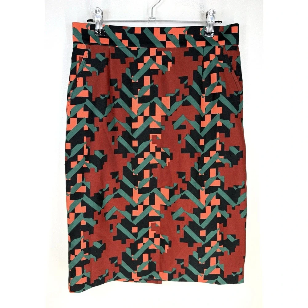 m missoni Pixel Print Straight Skirt Pencil Italy Size Medium Lined Knee Pockets